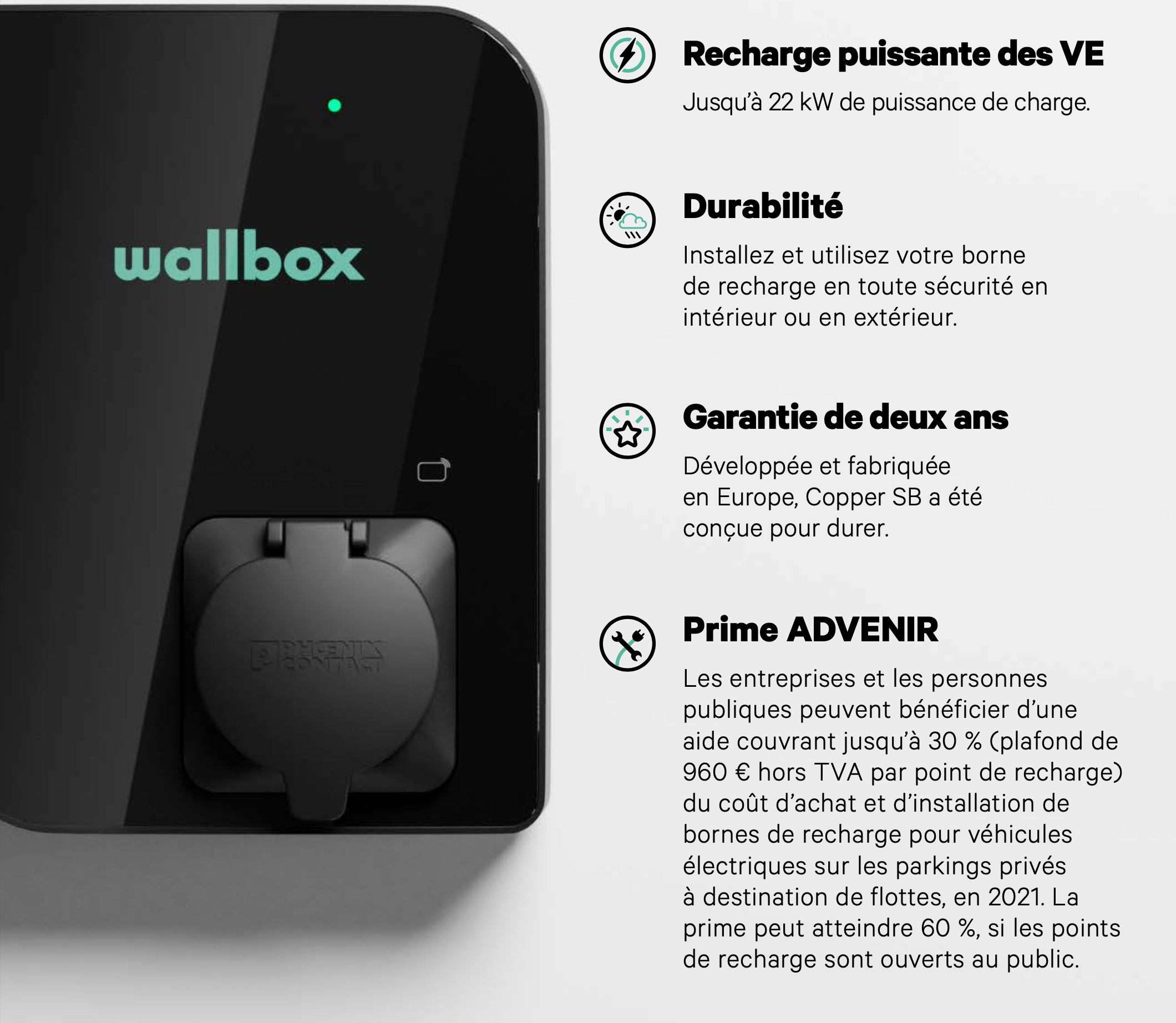 Borne De Recharge Wallbox Copper Sb 7-22 Kw